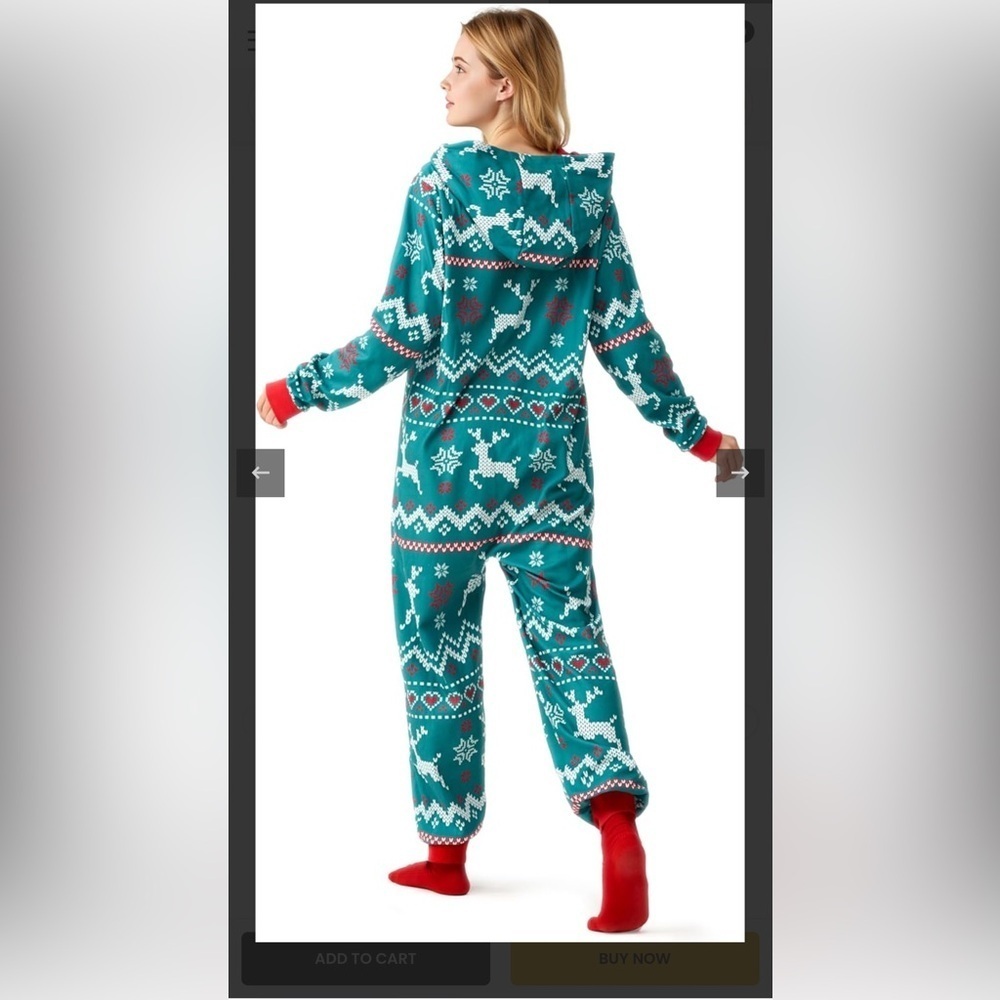 NWOT Giggling Get Up Green Reindeer Pajamas - Picture 4 of 15